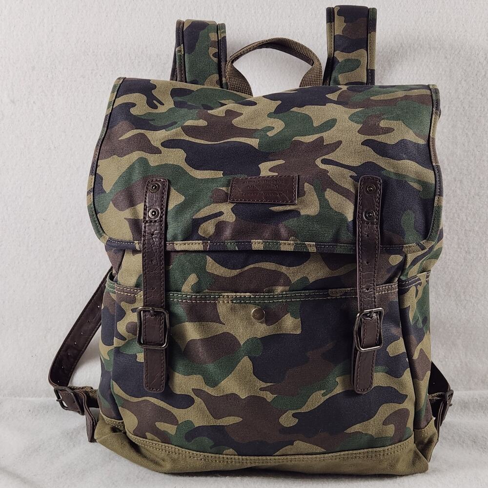 American Eagle Green Brown Camo Canvas 15" Backpack